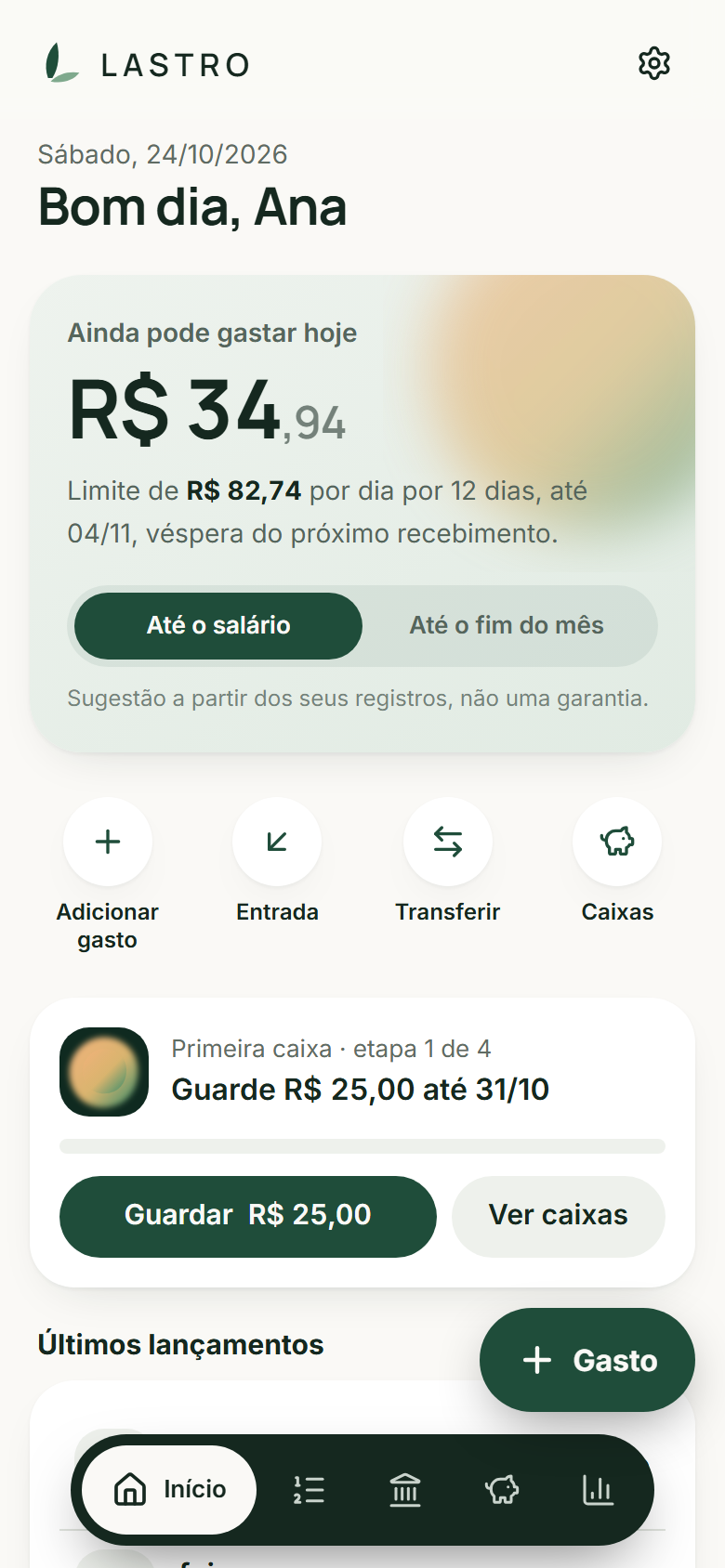 Quanto dá para gastar hoje